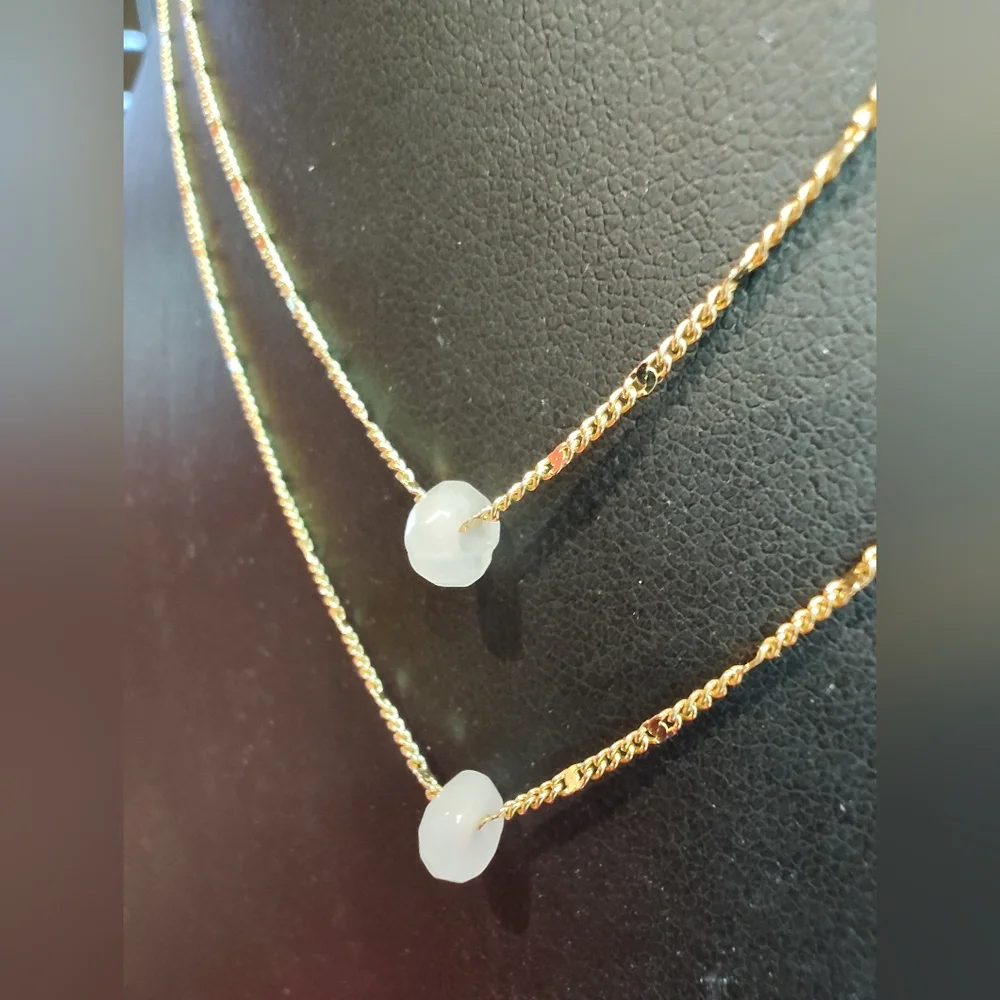 Lenny & Eva Rose Quartz Single Bead On Gold Tone Double-Layer Necklace - Picture 5 of 6